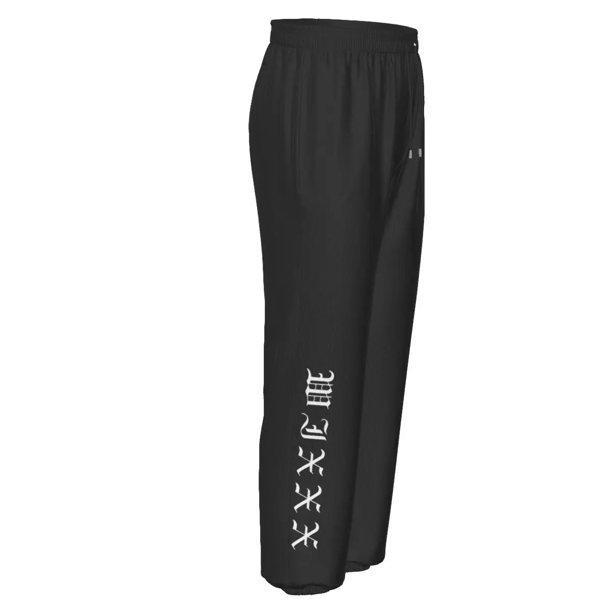 Black Wixxx Lux cotton tracksuit pants with elastic waist and side pockets, featuring white logo design, breathable and durable fabric.