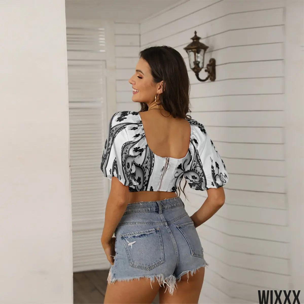 Puffy Sleeve CropApparel & Accessories > Clothing > Clothing Tops > Blouses