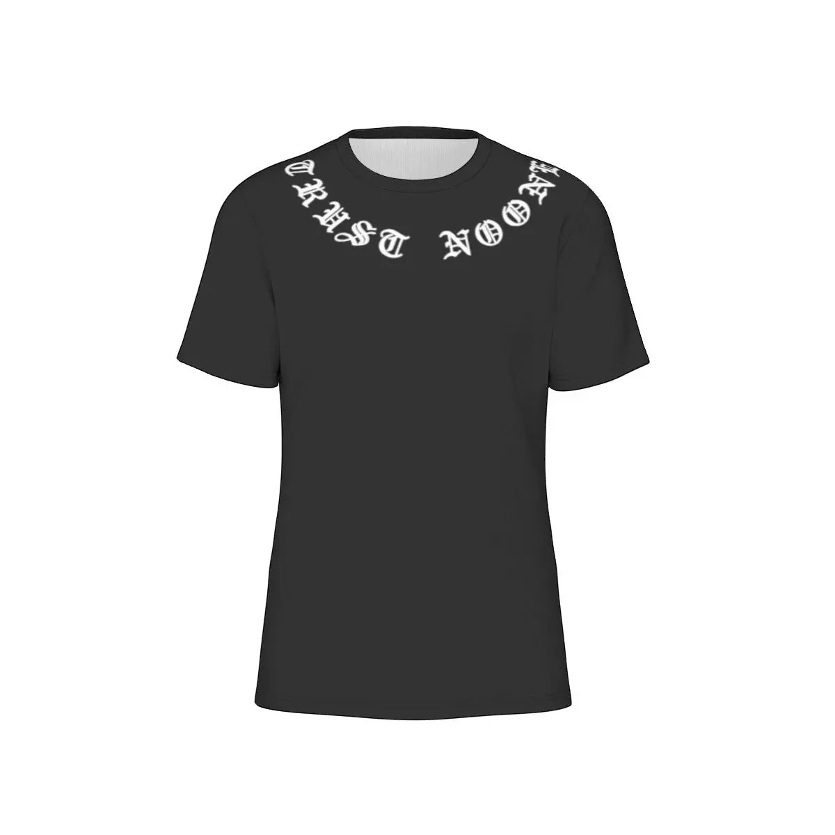 Men's black cotton T-shirt with white text on front, round neck, and regular fit for comfortable year-round wear.