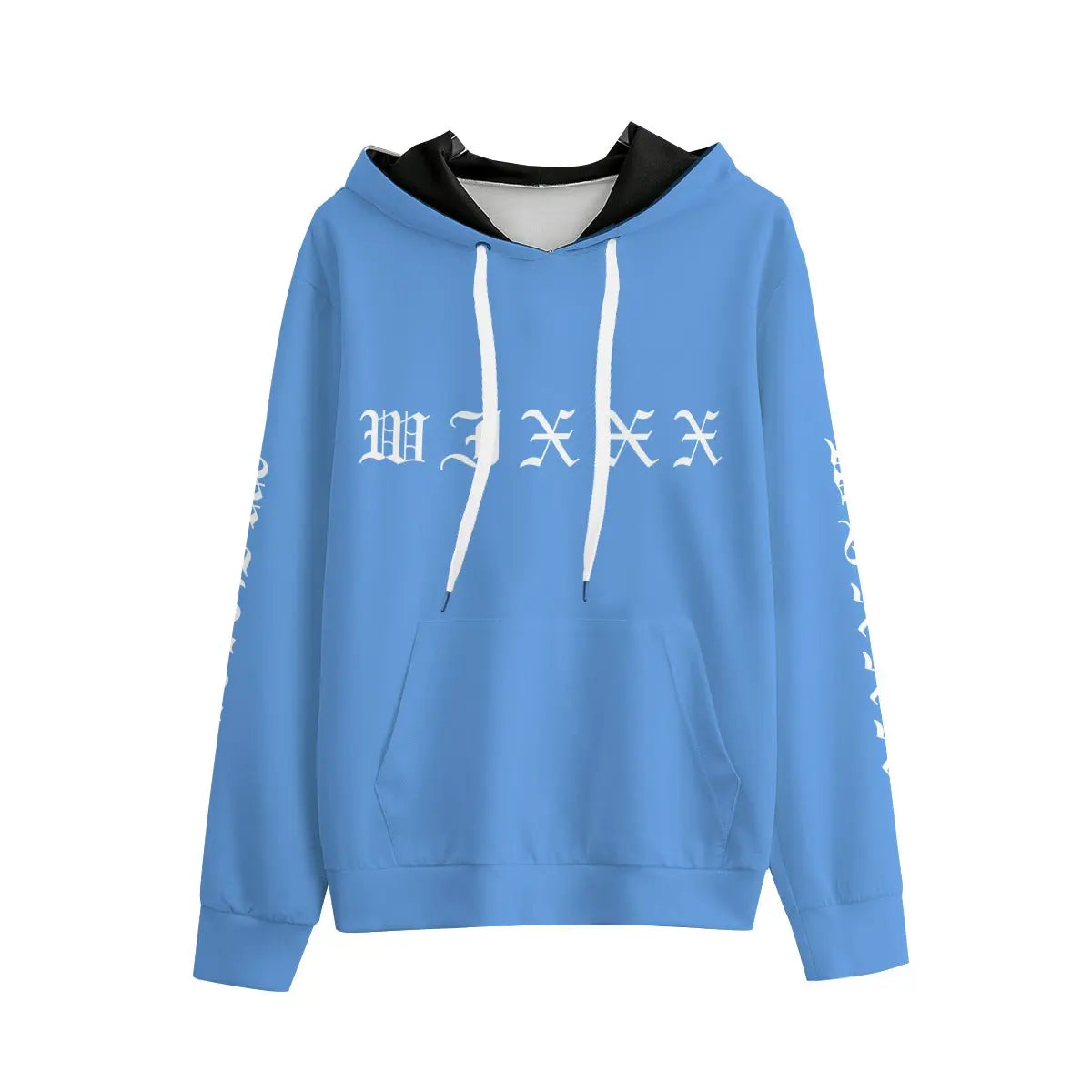 Blue Wixxx Lux cotton hoodie with drawstring hood and kangaroo pocket, featuring eco-friendly 100% cotton for natural comfort.