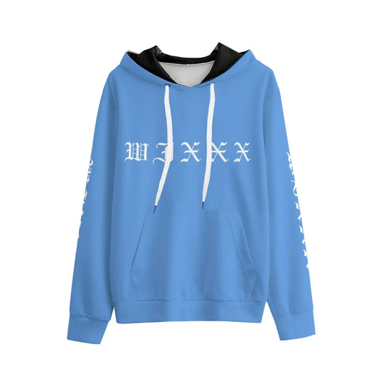 Blue Wixxx Lux cotton hoodie with drawstring hood and kangaroo pocket, featuring eco-friendly 100% cotton for natural comfort.