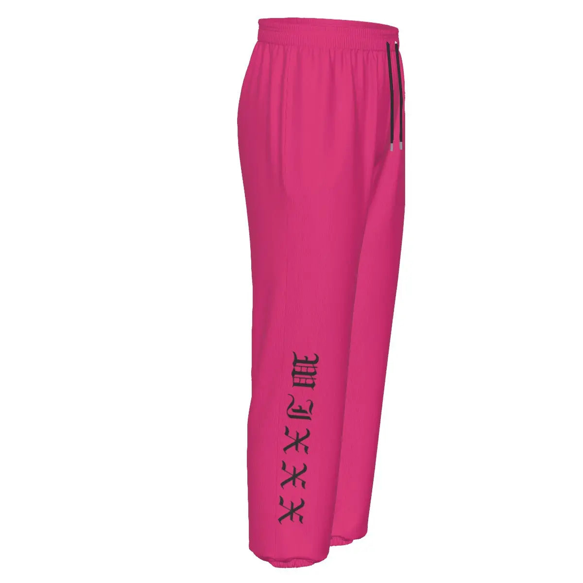 Pink Wixxx Lux cotton tracksuit pants with black logo, elastic waistband, and side pockets for sports and leisure activities.