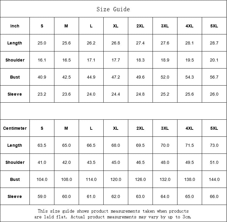 Women's hoodie size guide with measurements for sizes S to 5XL in inches and centimeters, including length, shoulder, bust, and sleeve.